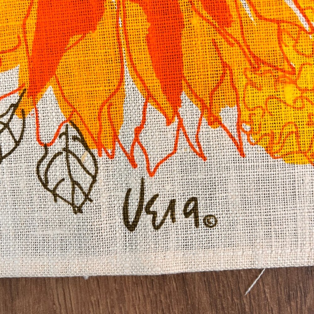 NWOT Vera Neumann Linen Orange Flower Vintage Inspired Towel - Picture 4 of 8